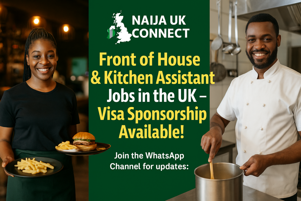 Front of House & Kitchen Assistant Jobs in the UK – Visa Sponsorship Available!