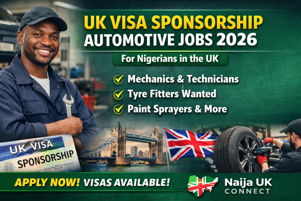 UK Visa Sponsorship – Automotive Workshop Jobs 2026 Mechanic, Tyre Technician & Garage Jobs
