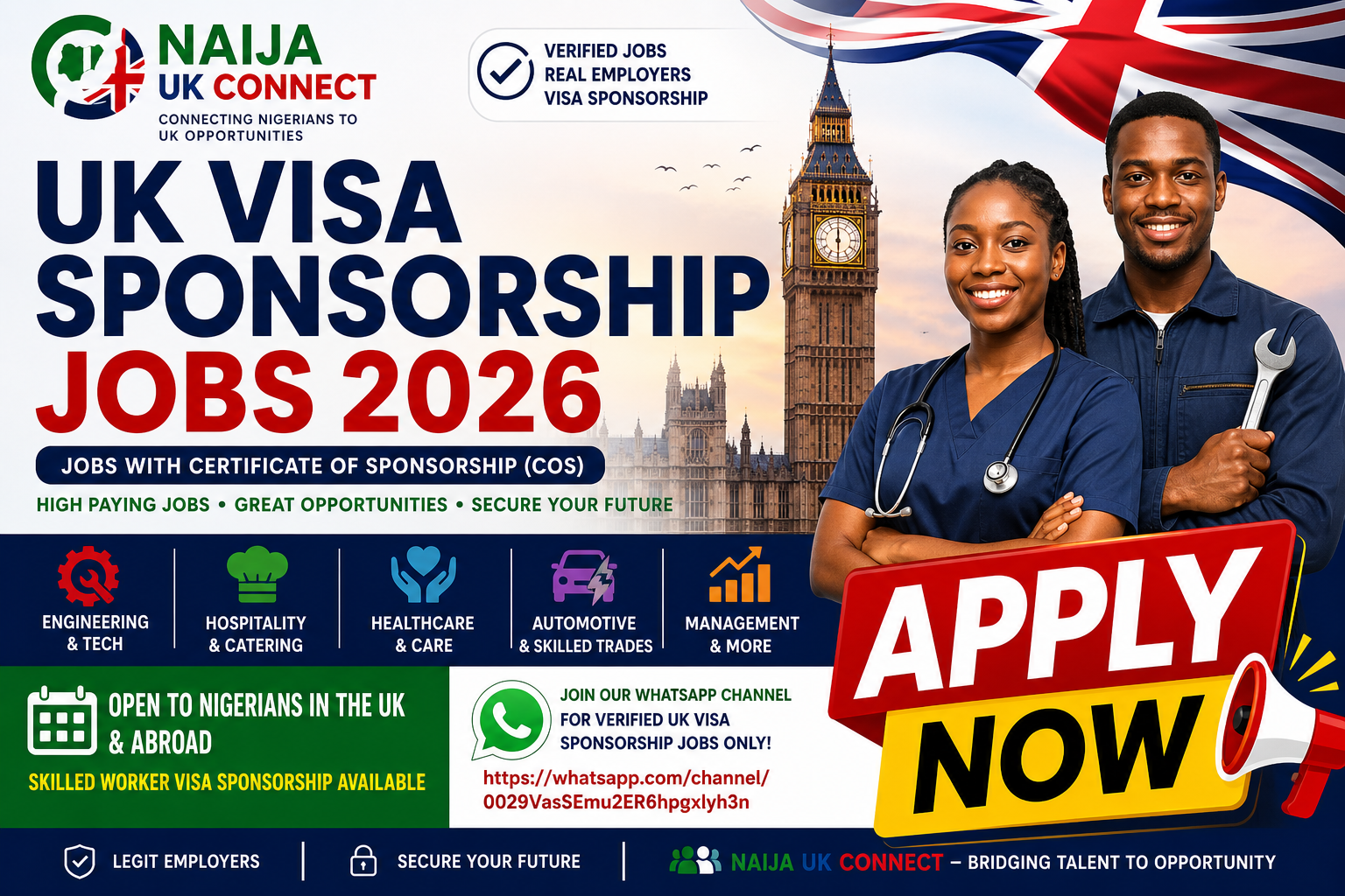 UK Visa Sponsorship Jobs (COS) – 2026