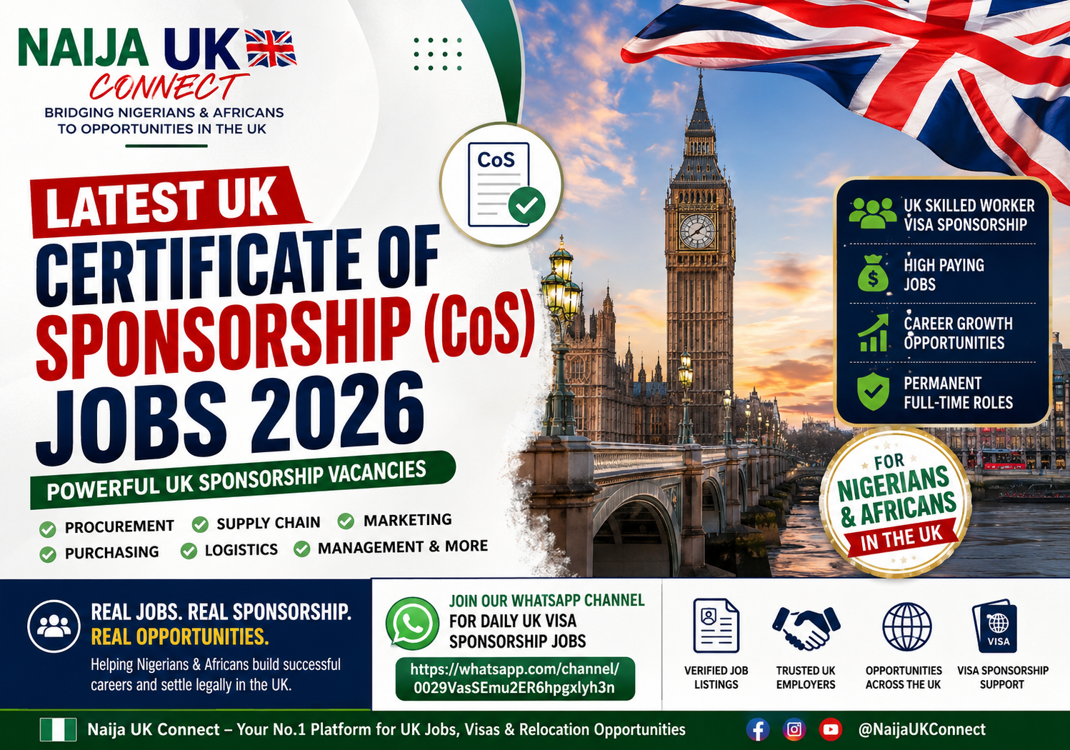 Latest UK Certificate of Sponsorship (CoS) Jobs 2026