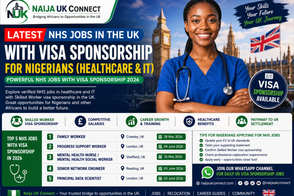 Latest NHS Jobs in the UK With Visa Sponsorship for Africans (Healthcare & IT)