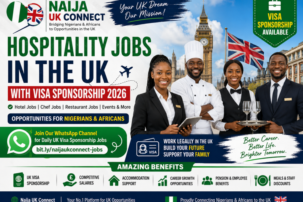 Hospitality Jobs in the UK With Visa Sponsorship for Africans