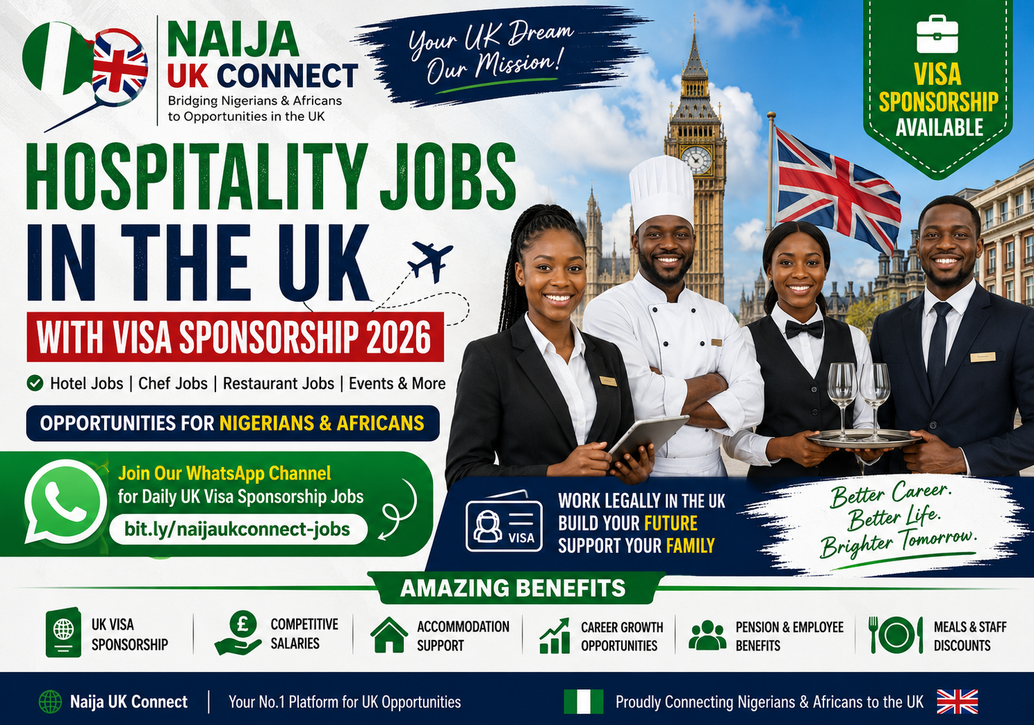 Hospitality Jobs in the UK With Visa Sponsorship for Africans