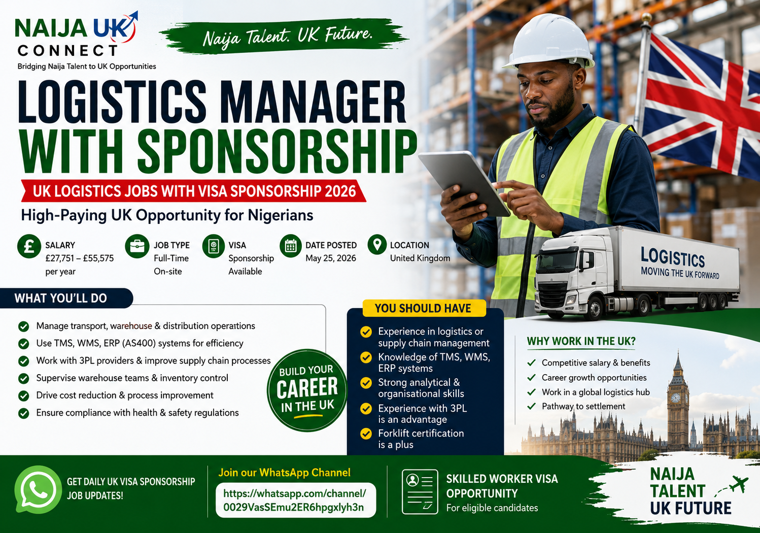 UK Logistics Jobs With Visa Sponsorship 2026
