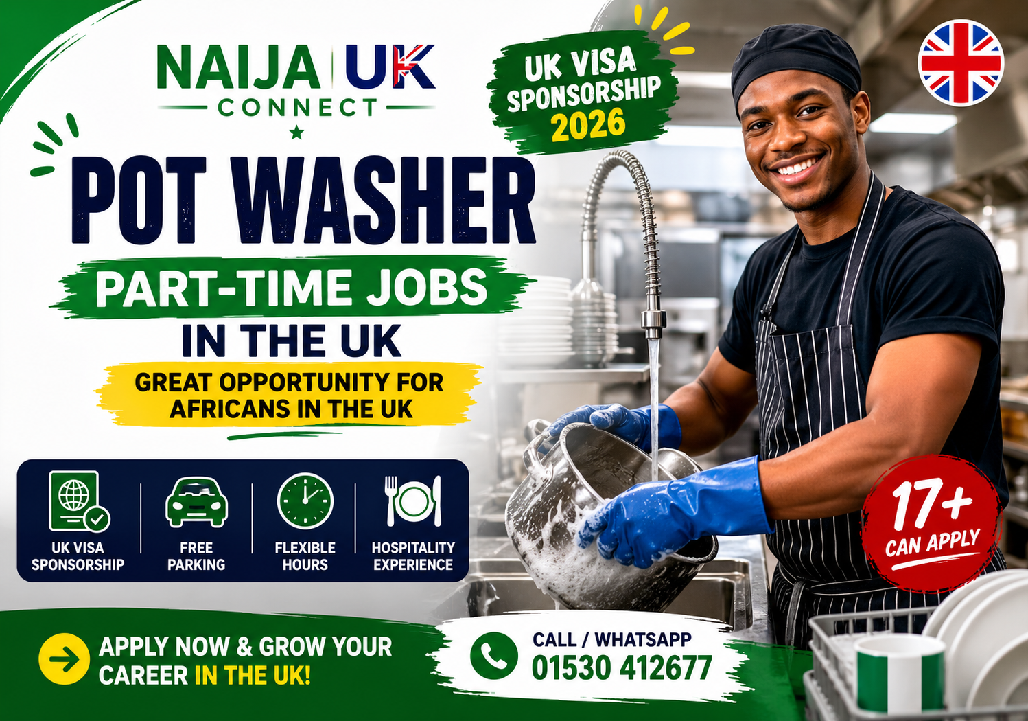Pot Washer Jobs in the UK With Visa Sponsorship 2026