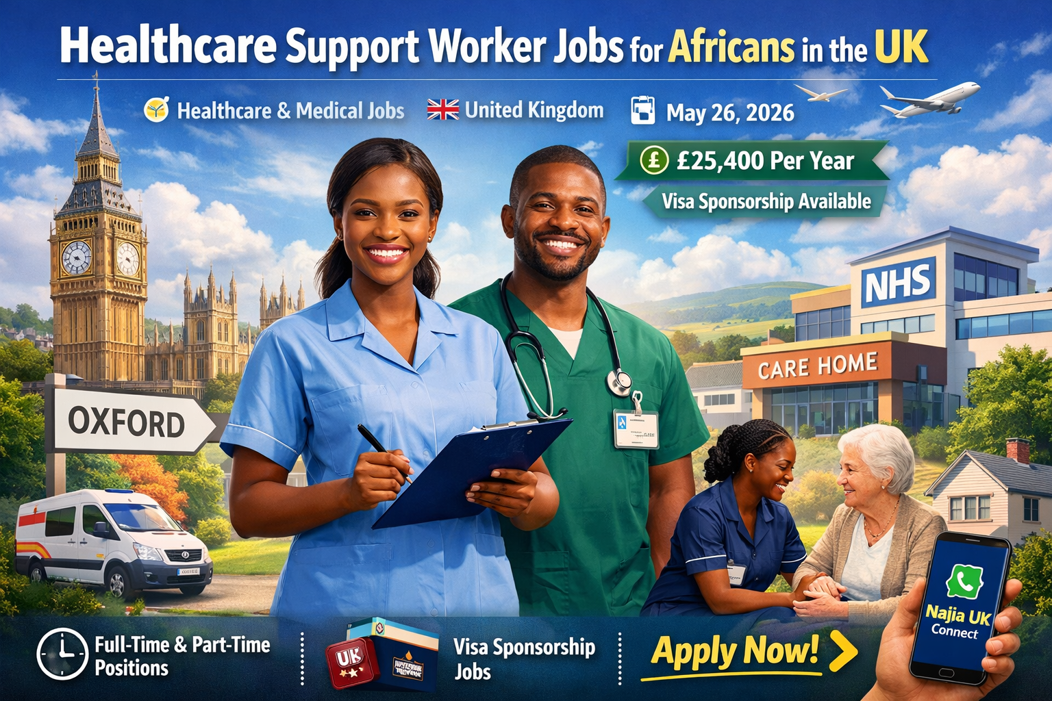Healthcare Support Worker Jobs for Africans in the UK