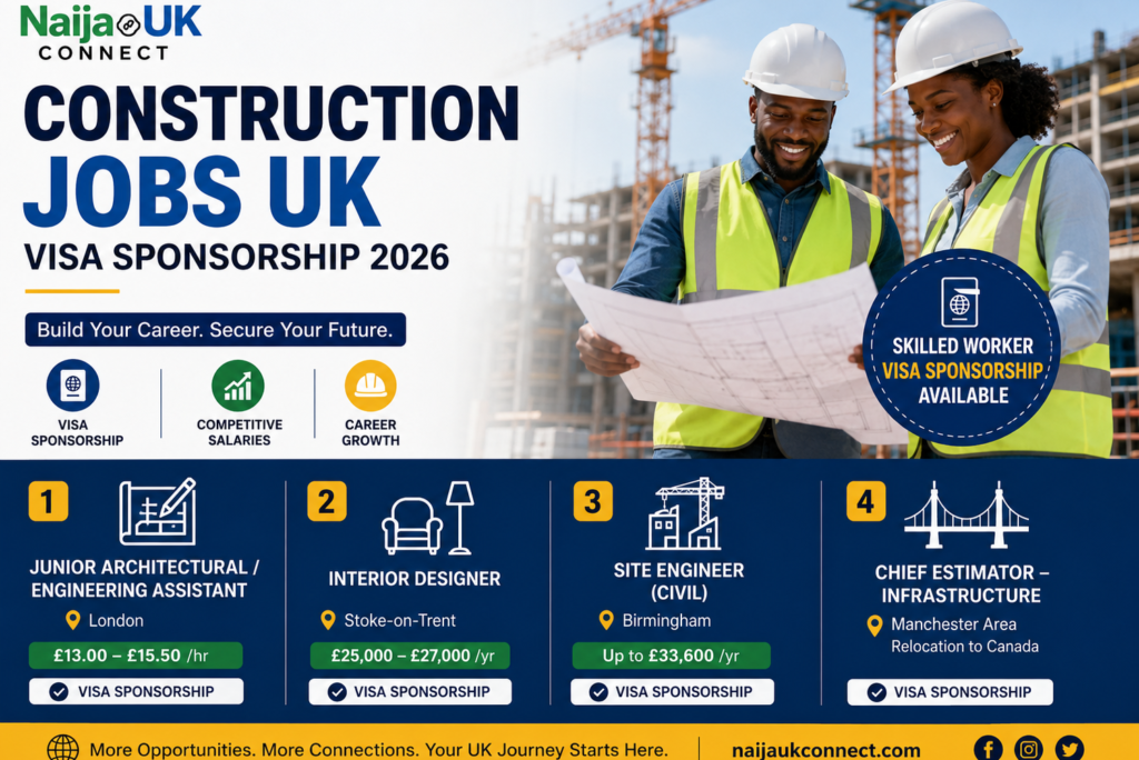 Construction Jobs UK with Visa Sponsorship 2026