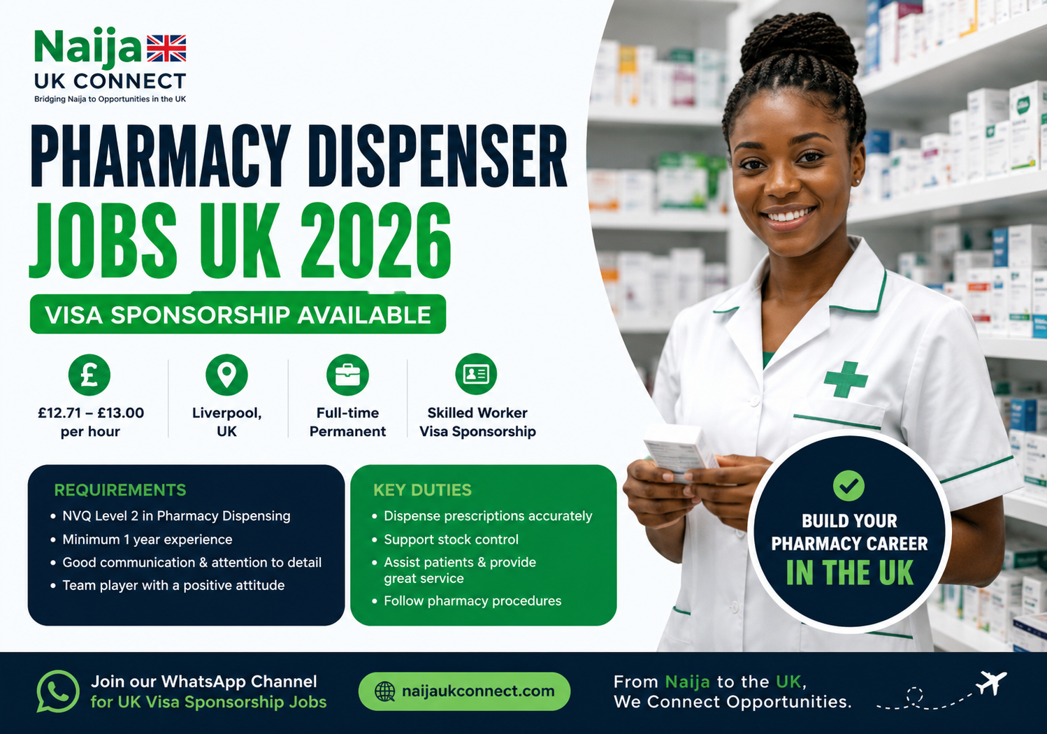 Pharmacy Dispenser Jobs with UK Visa Sponsorship 2026