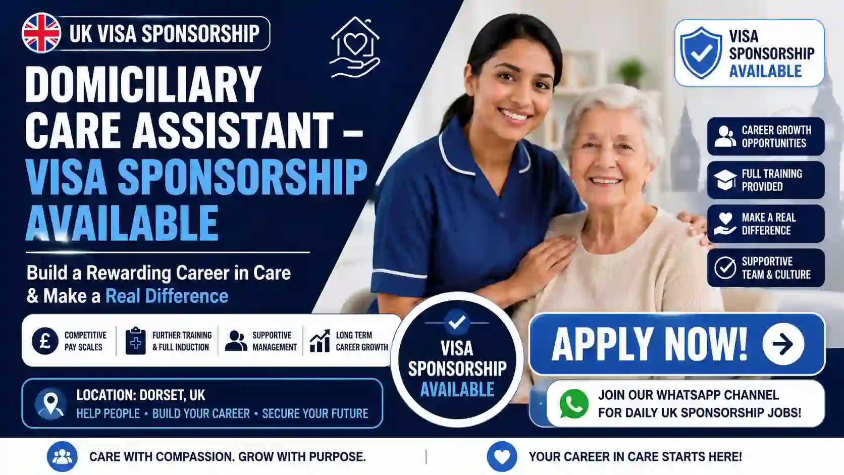 UK Care Jobs with Sponsorship 2026 | Domiciliary Care Worker Vacancy in Dorset – Apply Today