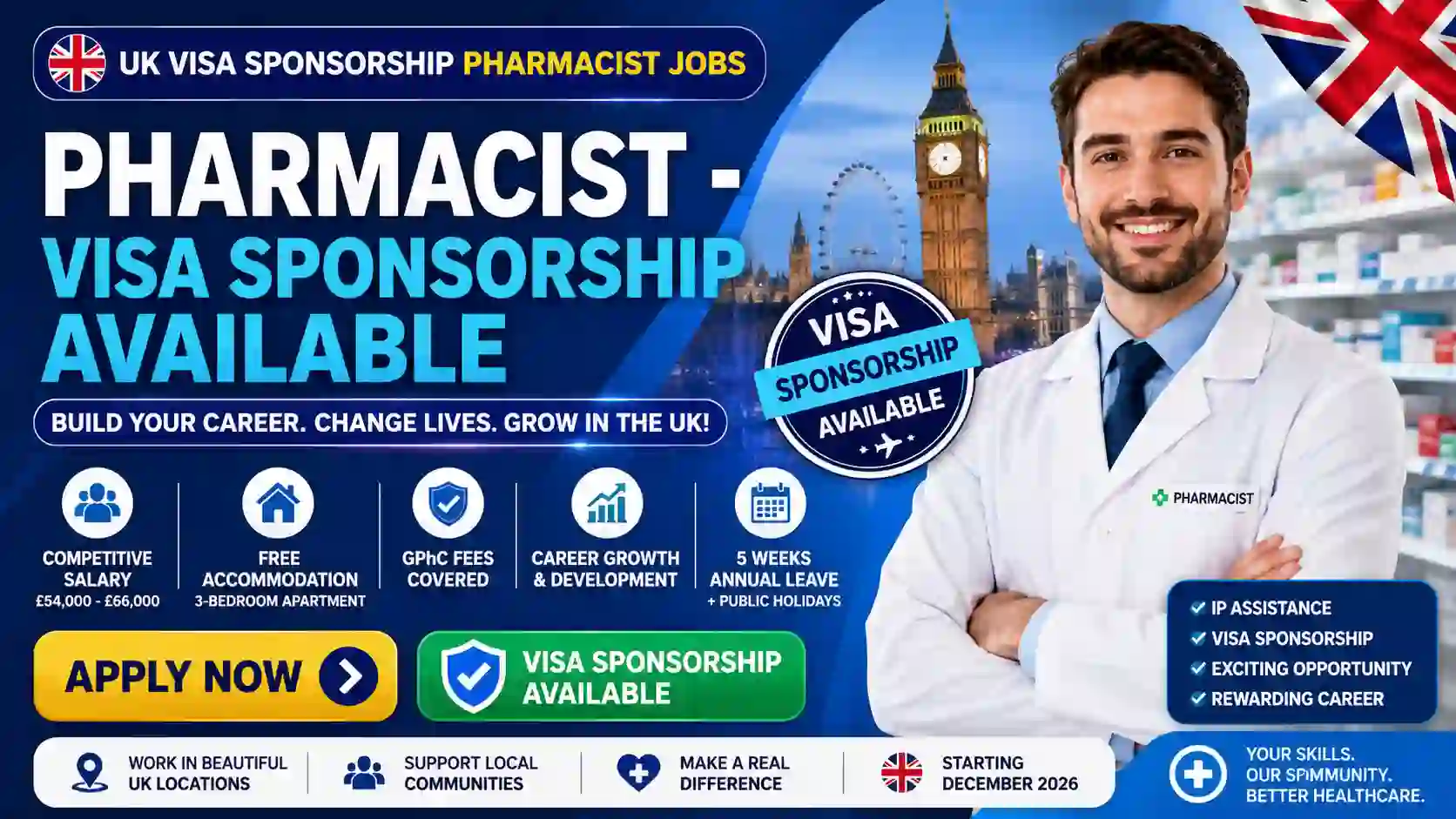 UK Pharmacist Visa Sponsorship 2026 – Pharmacist Manager Jobs with Health and Care Visa Sponsorship
