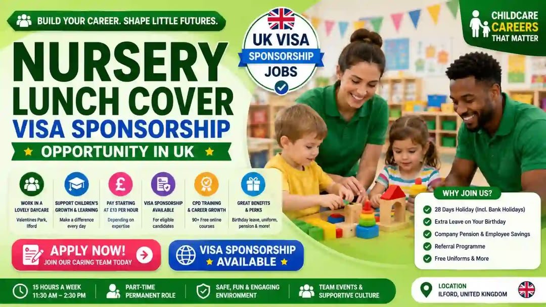 Nursery Assistant Jobs UK – UK Visa Sponsorship Opportunity 2026 | Apply Now