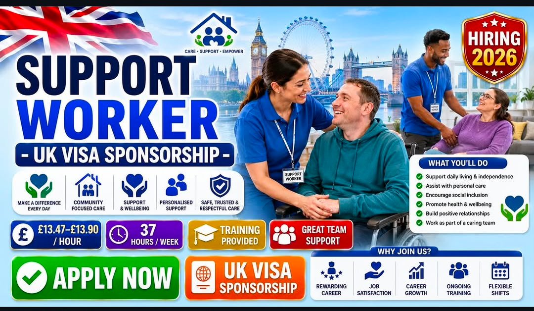 Support Worker Jobs UK 2026 – Visa Sponsorship Opportunity | Apply Now