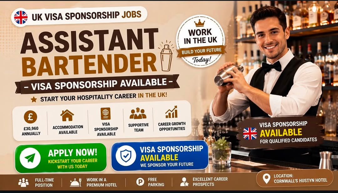 Bartender Jobs with Sponsorship UK 2026 – Restaurant Bartender Opportunity | Apply Now