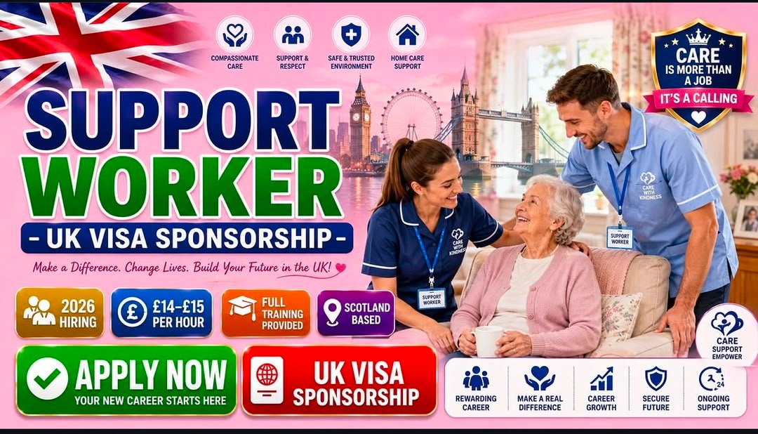 Support Worker UK Visa Sponsorship 2026 – Female Support Worker Jobs | Apply Now