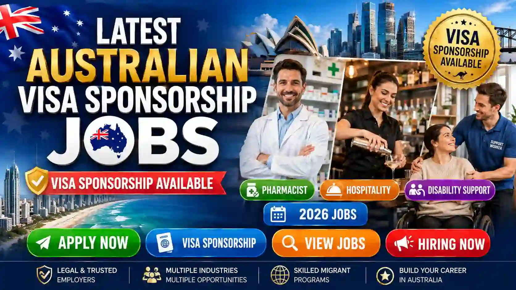 AU Visa Sponsorship Jobs 2026 – Wait Staff Opportunity in Sydney
