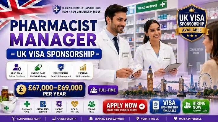 Pharmacy Manager Jobs UK 2026 – Visa Sponsorship & Free Accommodation | Apply Now