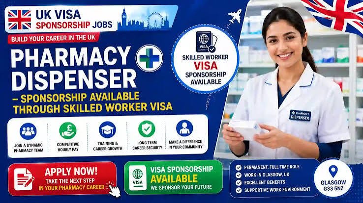 Pharmacy Dispenser Jobs UK 2026 – Skilled Worker Visa Sponsorship Available