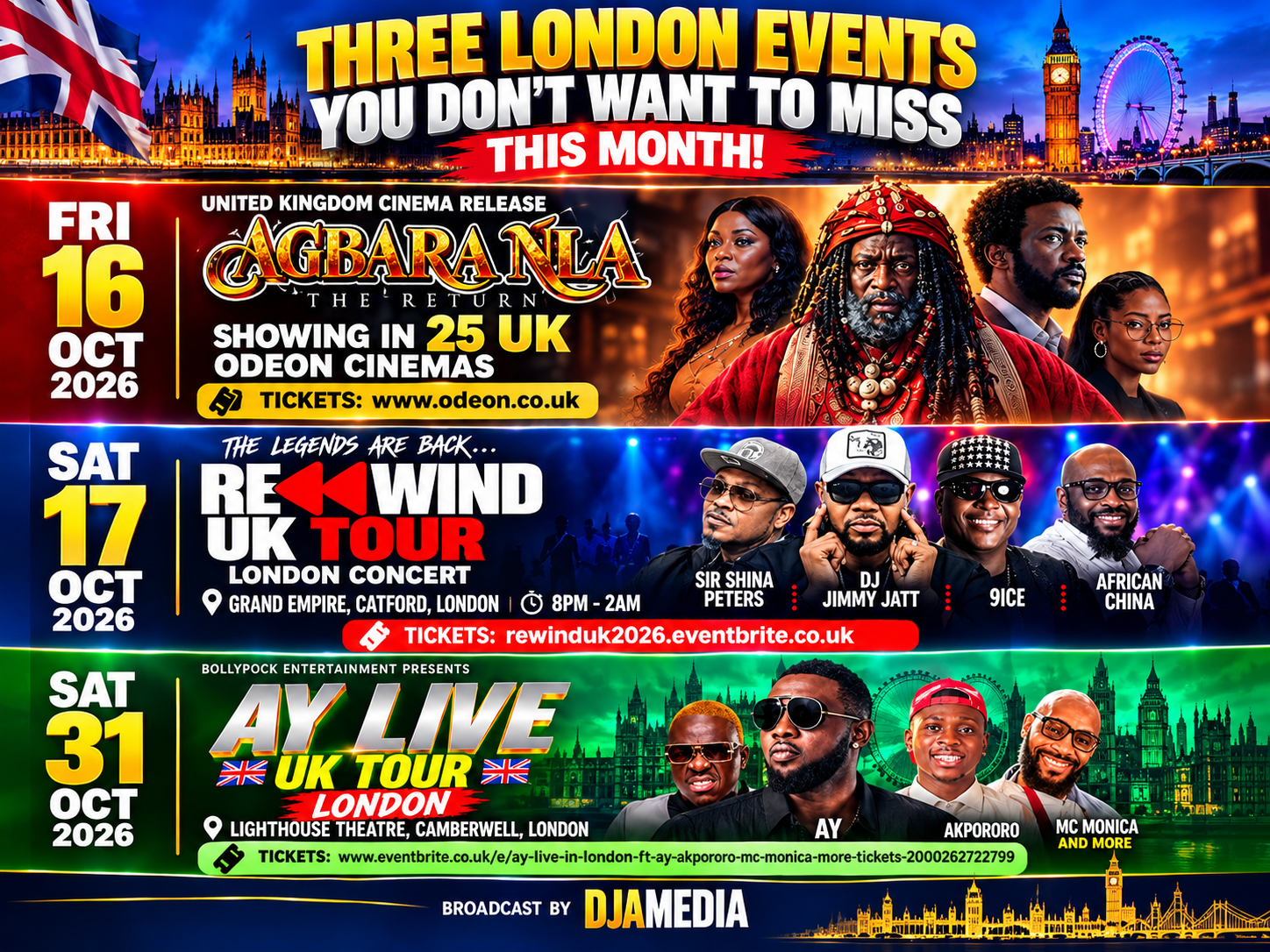 3 London Events to Attend in October 2026: Nigerian Movies, Music and Comedy